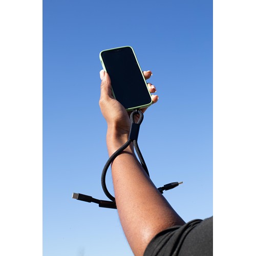 Wrist Lanyard 2-in-1 GRS RPET Load & Sync USB Cable